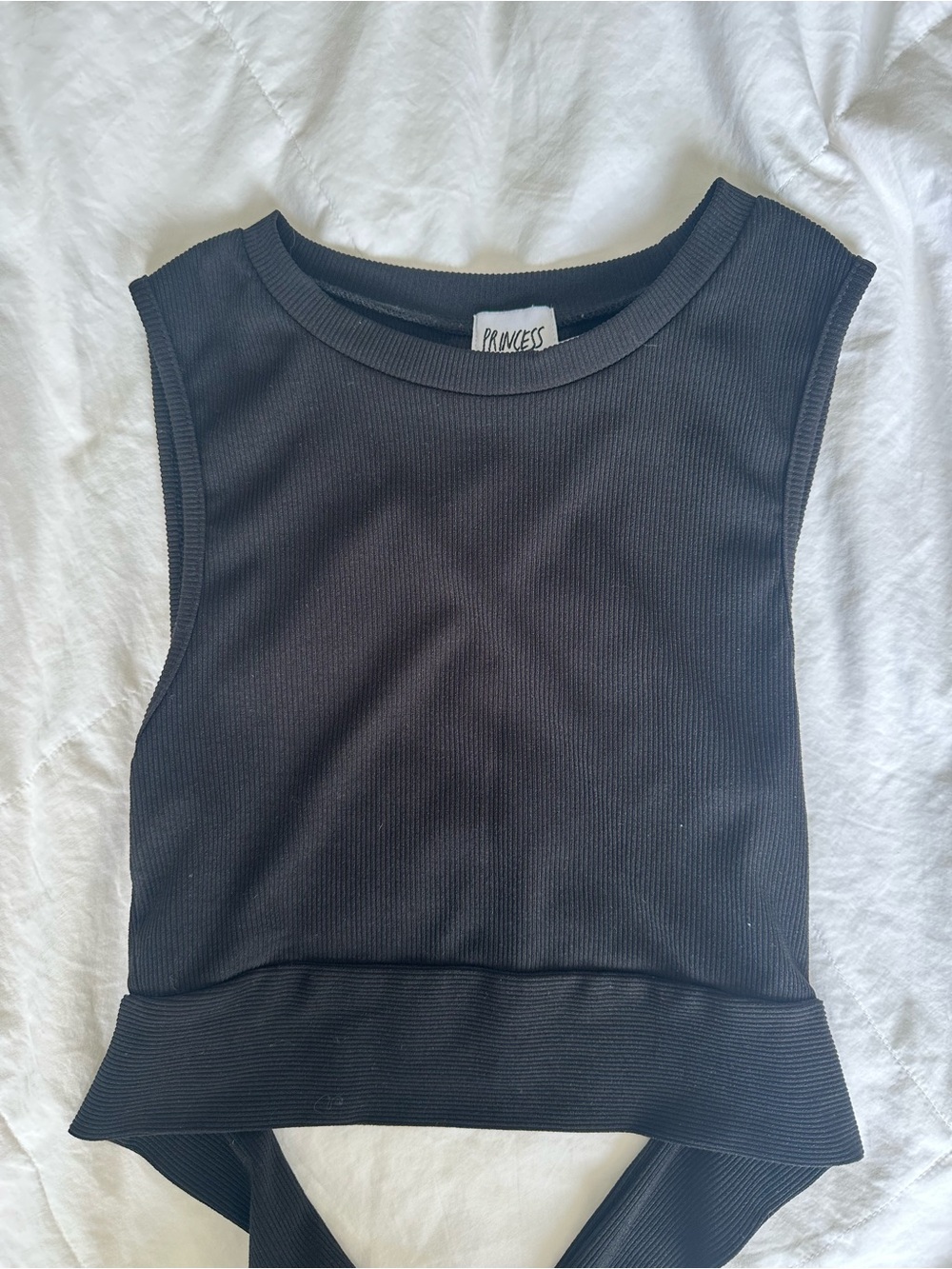 Princess Polly Black Ribbed Crop Top